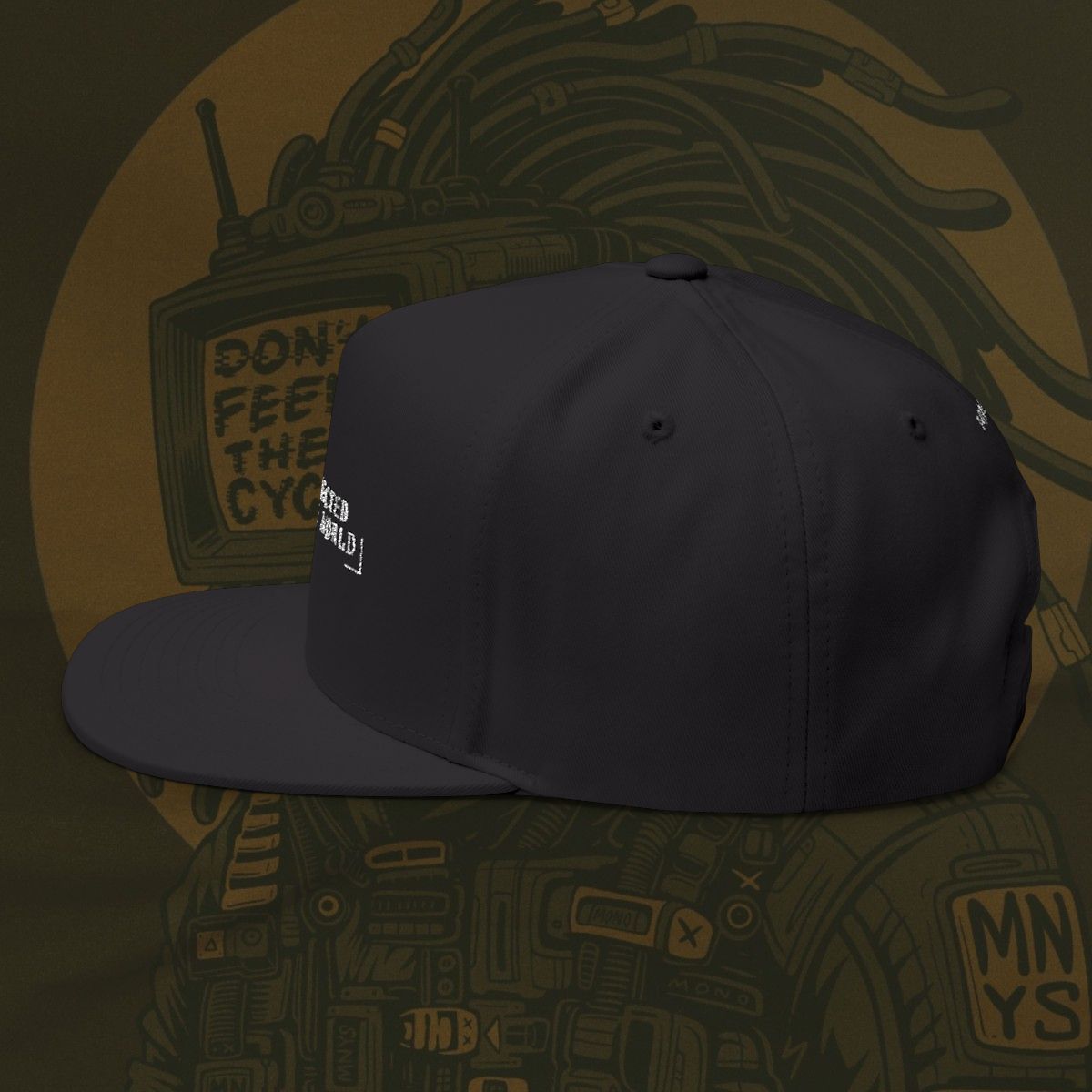 "DISCONNECTED FROM THE WORLD" FLAT BRIM HAT
