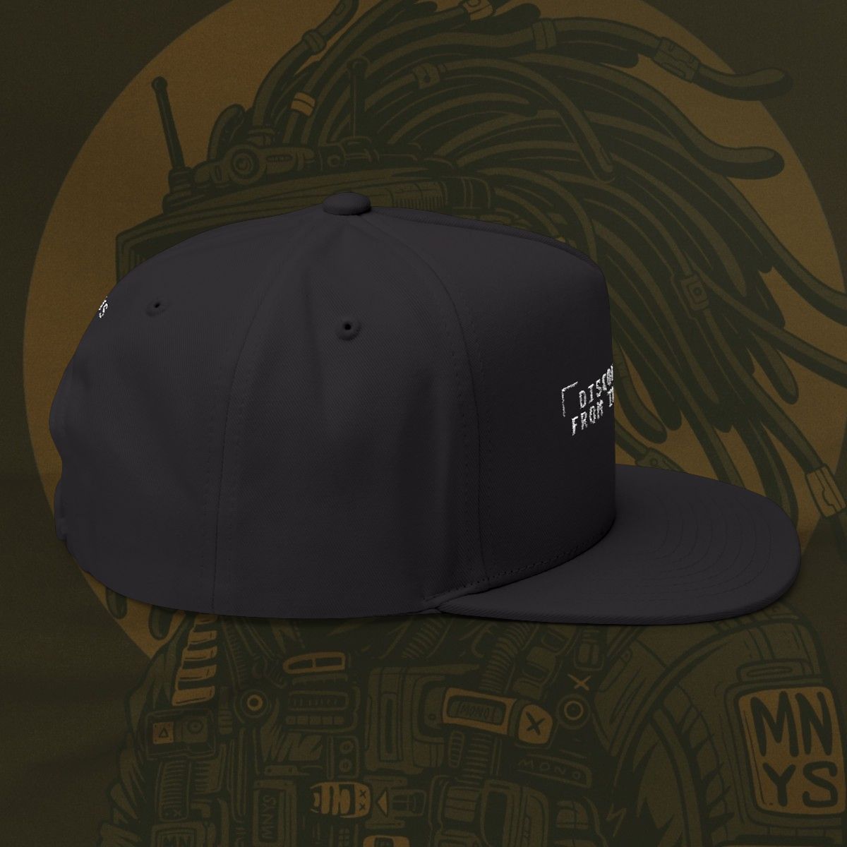 "DISCONNECTED FROM THE WORLD" FLAT BRIM HAT